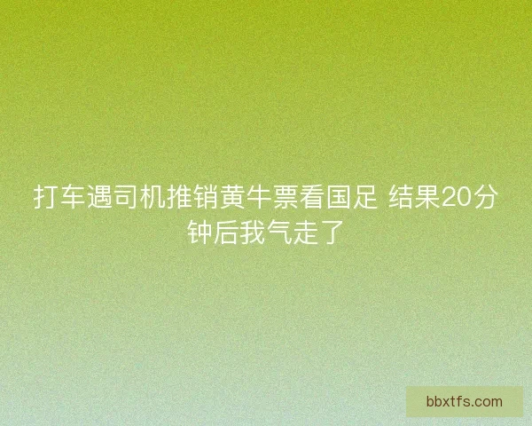 打车遇司机推销黄牛票看国足 结果20分钟后我气走了